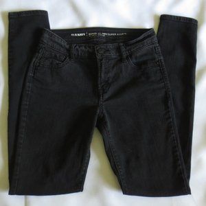 4/$14 OLD NAVY womens SUPER SKINNY jeans MID-RISE faded black SIZE 0